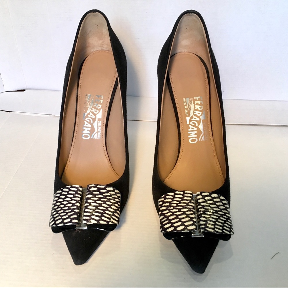 Salvatore Ferragamo Black Suede Heels